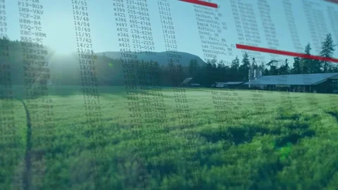 On low sun flare, translucent data overlay fading in, sliding red bars 스톡 동영상 334112213