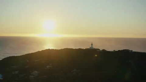 Low Sun Over Byron Bay Horizon Stock Footage 327887535