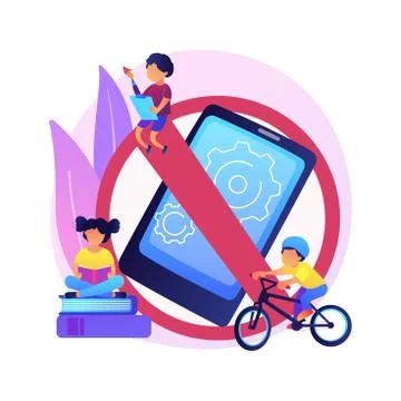 Low tech parenting abstract concept vector illustration. Illustrazione stock