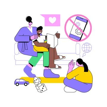 Low tech parenting abstract concept vector illustration. Stock Illustration