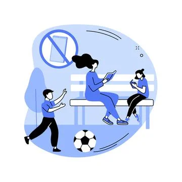 Low tech parenting abstract concept vector illustration. Stock Illustration