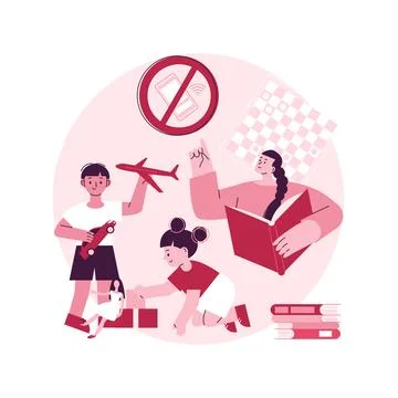 Low tech parenting abstract concept vector illustration. Stock Illustration