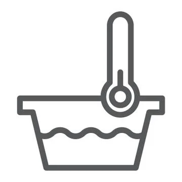 Low temperature line icon, indicator and wash, thermometer and basin sign Illustrazione stock