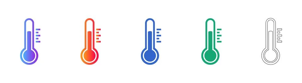 Low Temperature Thermometer Icon Set: Cold Weather Indicator 스톡 일러스트