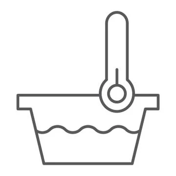 Low temperature thin line icon, indicator and wash, thermometer and basin sign 스톡 일러스트
