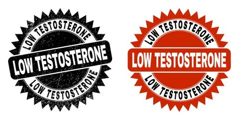 LOW TESTOSTERONE Black Rosette Seal with Grunged Style Stock Illustration