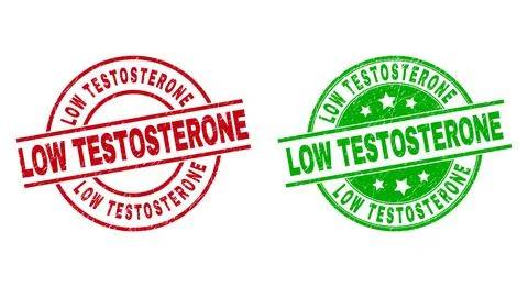LOW TESTOSTERONE Round Badges with Rubber Style Stock Illustration