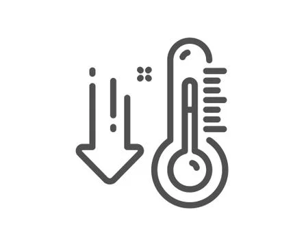 Low thermometer line icon. Temperature diagnostic sign. Vector Stock Illustration