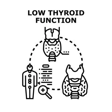 Low thyroid function causing health problems and diagnosis Stock Illustration