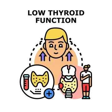 Low thyroid function indicating hypothyroidism medical condition Stock Illustration