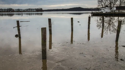 Low Tide with clouds Bush River Maryland Timelapse Stock Footage