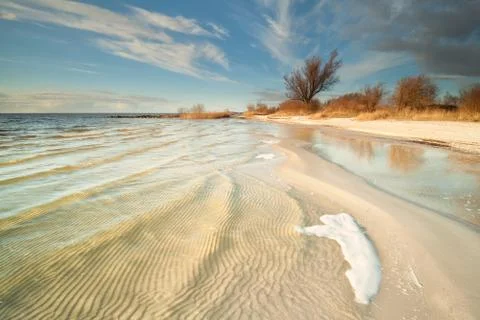 Low tide in evening sunlight Stock Photos