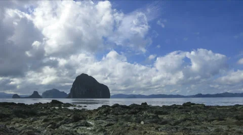 Low tide island cloudscape Philippines time lapse Stock-Footage 35682699
