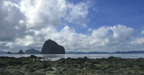 Low tide island cloudscape Philippines time lapse 4k Stock Footage 35683784
