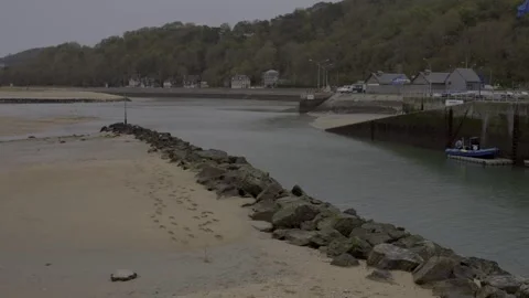 Low tide river dives Normandy coast. Seabed. Panning 4K Stock Footage 259951416