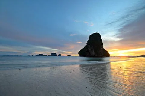 Low tide at sunset Stock Photos