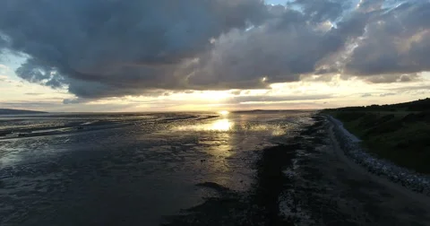 Low Tide at Sunset River Dee Thurstason UK Stock Footage