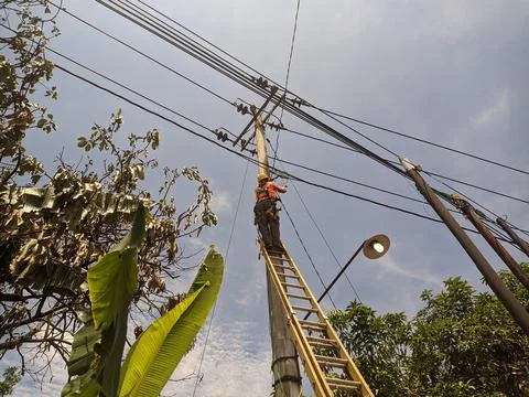Low voltage electrical work Stock Photos