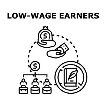 Low wage earners facing labor market inequality Stock Illustration