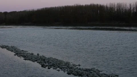 Low water at the danube river Stock Footage 304730241