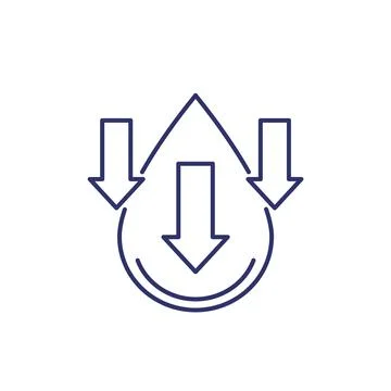 Low water level icon with arrows, line vector Stock Illustration