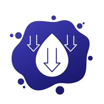 Low water level icon with a drop and arrows 库存插图