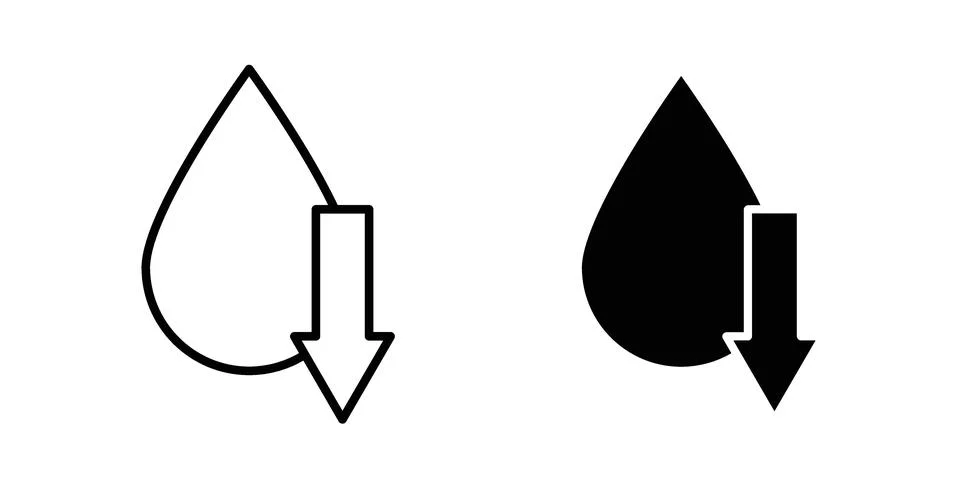 Low water level icon. Line Drawings and Silhouettes icons Stock Illustration