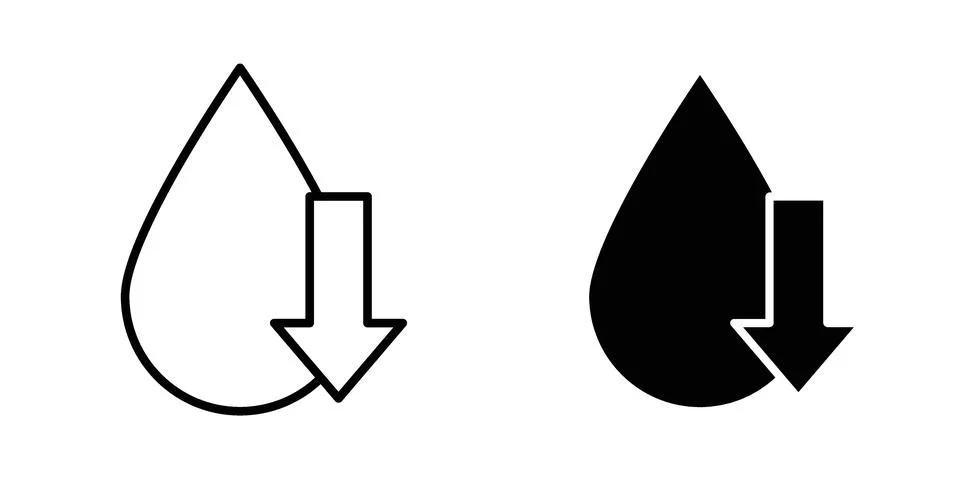 Low water level icon vector concepts, line and silhouette style Stock Illustration
