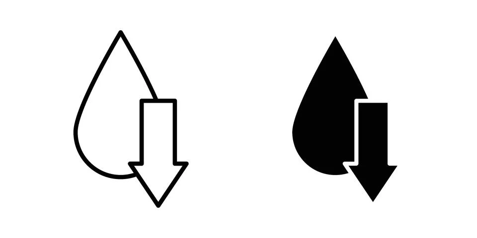 Low water level icon vectors. Illustrations in black Stock Illustration