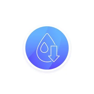 Low water level line round icon Stock Illustration