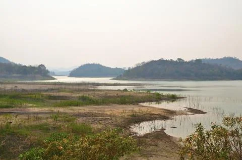 Low Water Level in a Reservoir Stock Photos