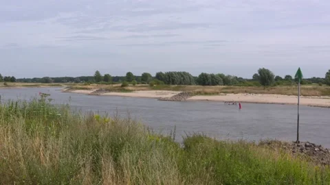 Low water level river Ijssel, The Netherlands - Summer 2022 Stock Footage 202641987