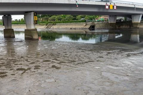 Low water level at the river Stock Photos