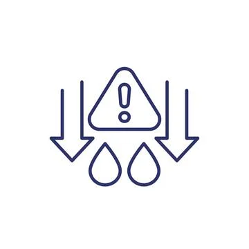 Low water level warning icon, line vector Stock Illustration