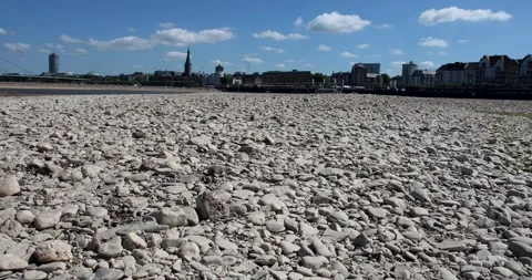 Low water at the Rhine Stock Footage 310319077