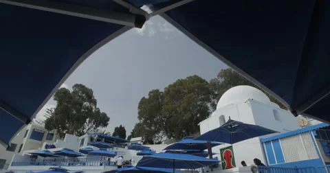 Low To a Wide Angle Of Cafe De Delice Stock Footage 61305403