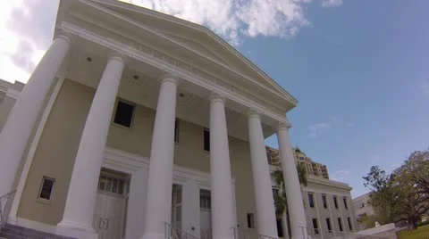 Low, wide angle view of Florida Supreme Court Building Stock Footage 22195711
