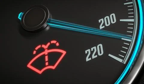 Low windshield washer fluid indicator warning in car dashboard Ilustración de archivo