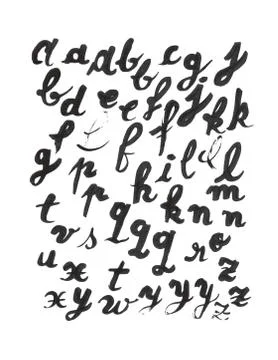 Lowcase handwritten alphabet set. Stock Illustration