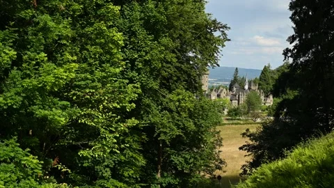 Löwenburg is a neo-Gothic castle founded in 1793 in Kassel Stock Footage 279486221