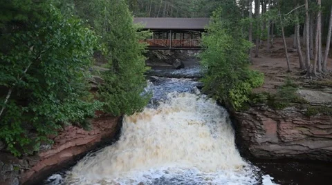 Lower Amnicon Falls, Amnicon State Park, Wisconsin 스톡 동영상 64884863
