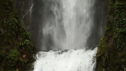 Lower and Upper Section of Multnomah Falls in Columbia River Gorge Stock Footage 100532095