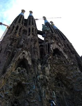 Lower angle view of Basilica de la Sagrada Familia Stock Photos