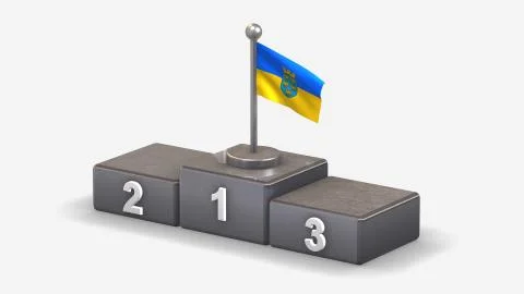 Lower Austria 3D waving flag illustration on winner podium. Stock Illustration