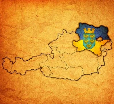 Lower austria on map of austria Illustrazione stock
