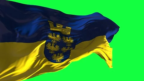 Lower Austria state flag with coat of arms on green screen Stock-Footage 327617237