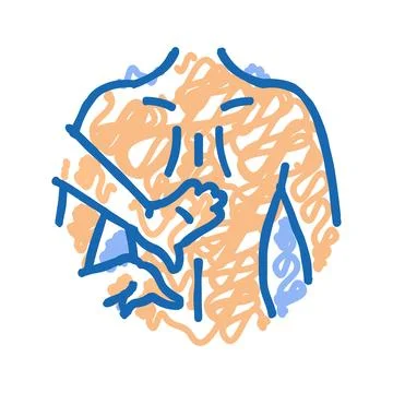 Lower back massage therapy icon doodle illustration Stock Illustration