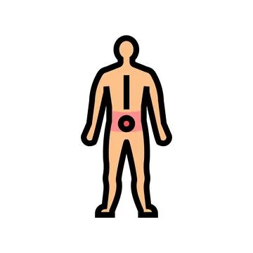 Lower back pain body ache color icon vector illustration Stock Illustration