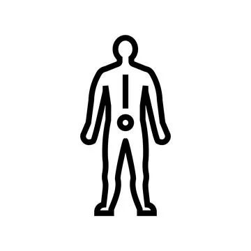 Lower back pain body ache line icon vector illustration Stock Illustration