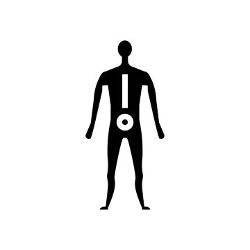Lower back pain body ache glyph icon vector illustration Stock Illustration